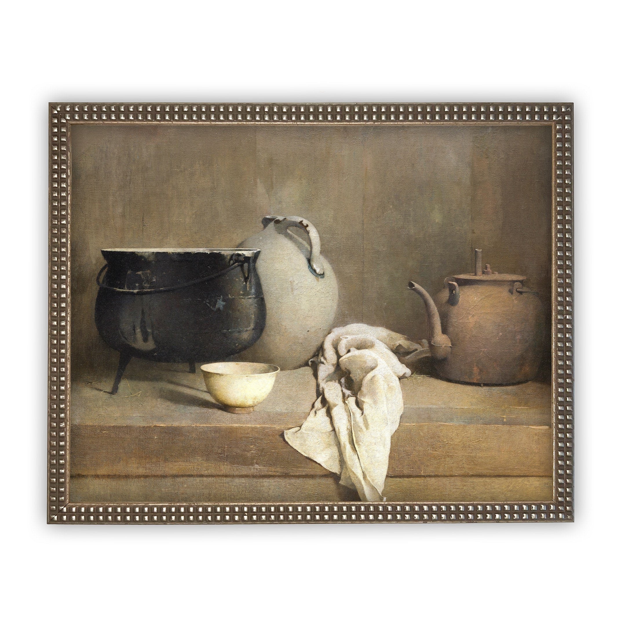 READY to SHIP 11x14 Framed Vintage Kitchen Still Life Canvas Art Print