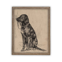 READY TO SHIP 11X14 Vintage Framed Canvas Art // Framed Vintage Print // Black Labrador Painting // Vintage Dog Art// Boys Room //#A-116