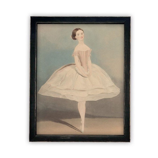 READY to SHIP 11X14 Vintage Framed Canvas Art // Framed Vintage Print // Vintage Ballerina Art // Girls Room or Nursery print //#P-520