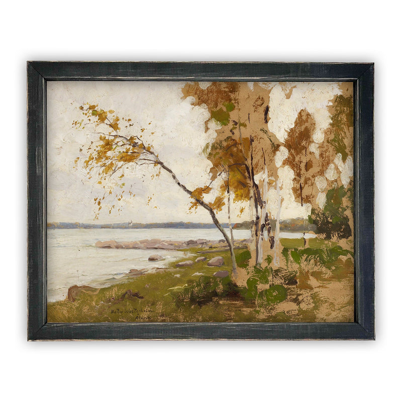 READY to SHIP 11x14 Vintage Framed Canvas Art // Framed Vintage Print // Fall Autumn Landscape Art// Farmhouse print //#LAN-126