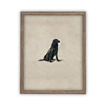 Ready To Ship 11X14 Vintage Framed Canvas Art // Black Labrador Painting // Vintage Dog Art// Boys Room or Nursery print //#A-118