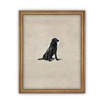 Ready To Ship 11X14 Vintage Framed Canvas Art // Black Labrador Painting // Vintage Dog Art// Boys Room or Nursery print //#A-118