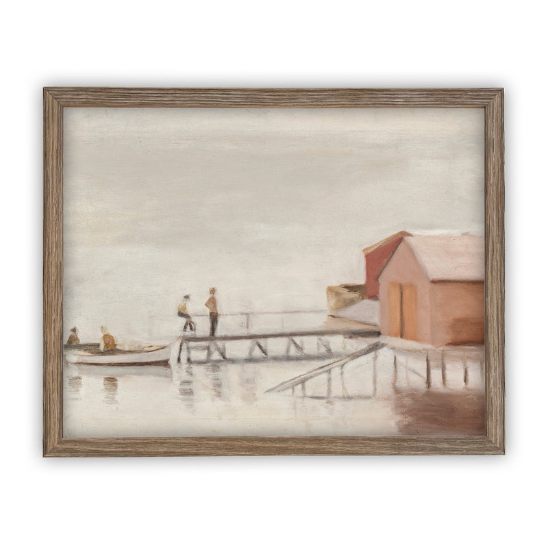 READY to SHIP 11x14 Vintage Framed Canvas Art // Framed Vintage Print // Vintage Painting // Boating Art // Lake House Print //#COAS-177