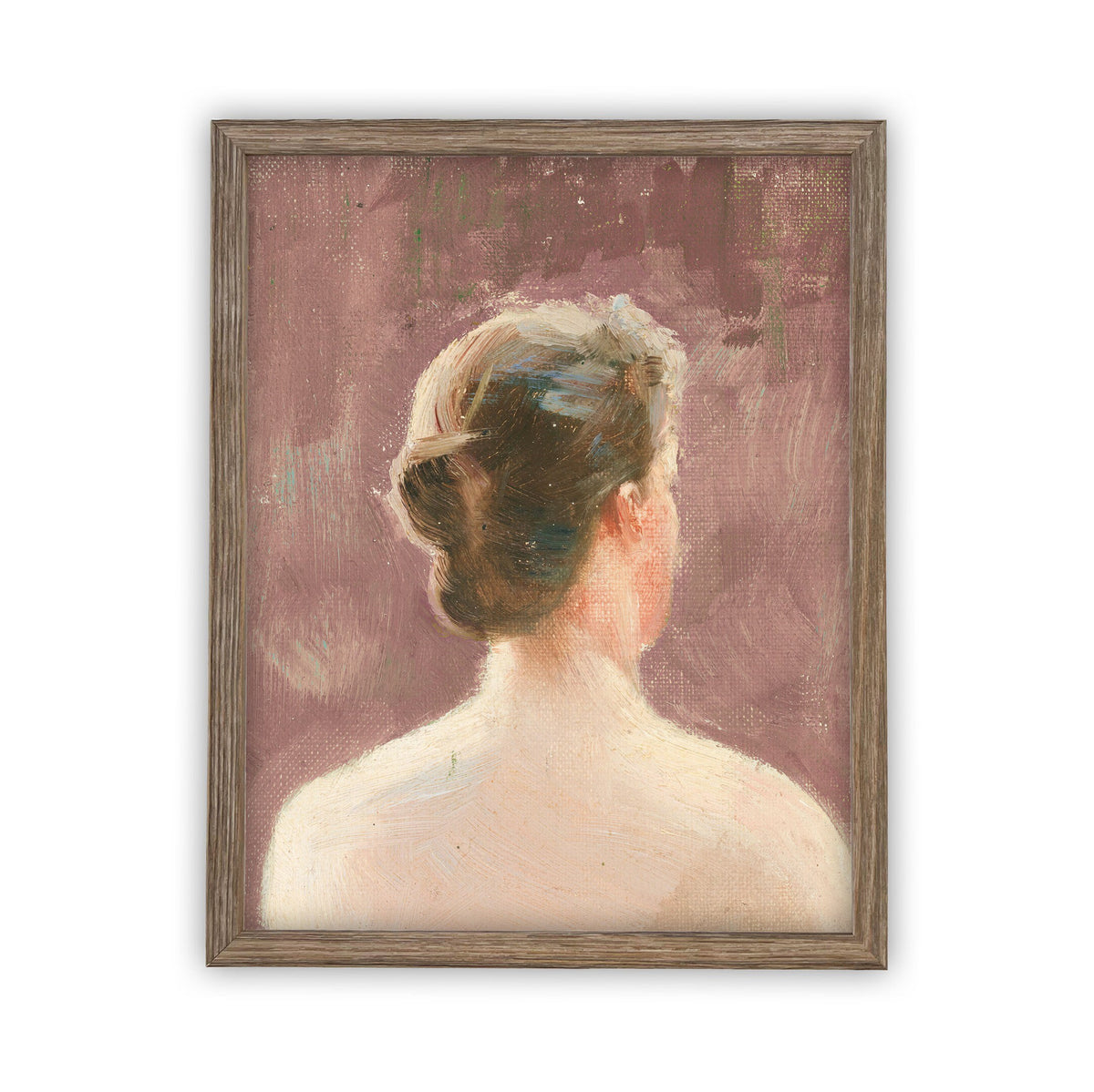 Framed Vintage Canvas Print: Pink Portrait of a Woman (12x16)