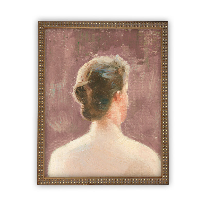 Framed Vintage Canvas Print: Pink Portrait of a Woman (12x16)