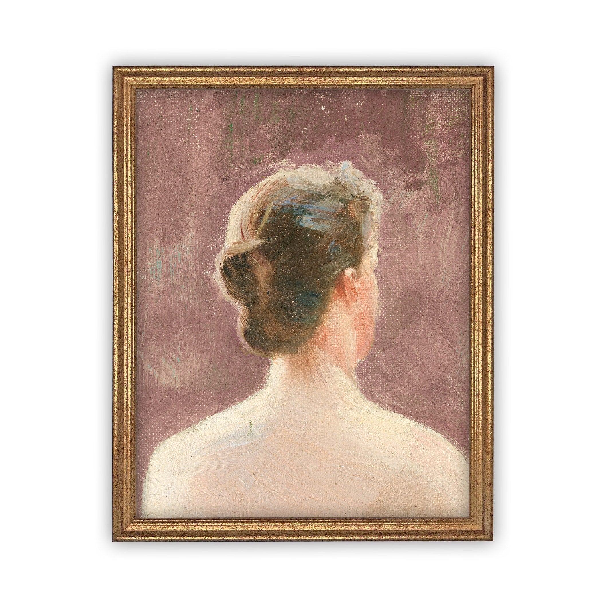 Framed Vintage Canvas Print: Pink Portrait of a Woman (12x16)