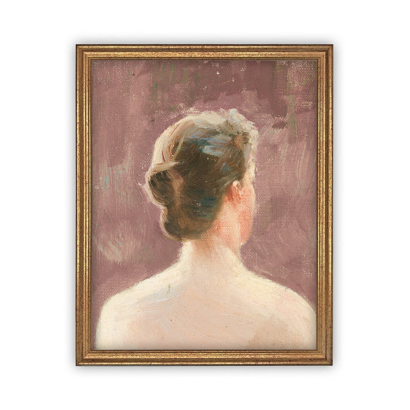 Framed Vintage Canvas Print: Pink Portrait of a Woman (12x16)