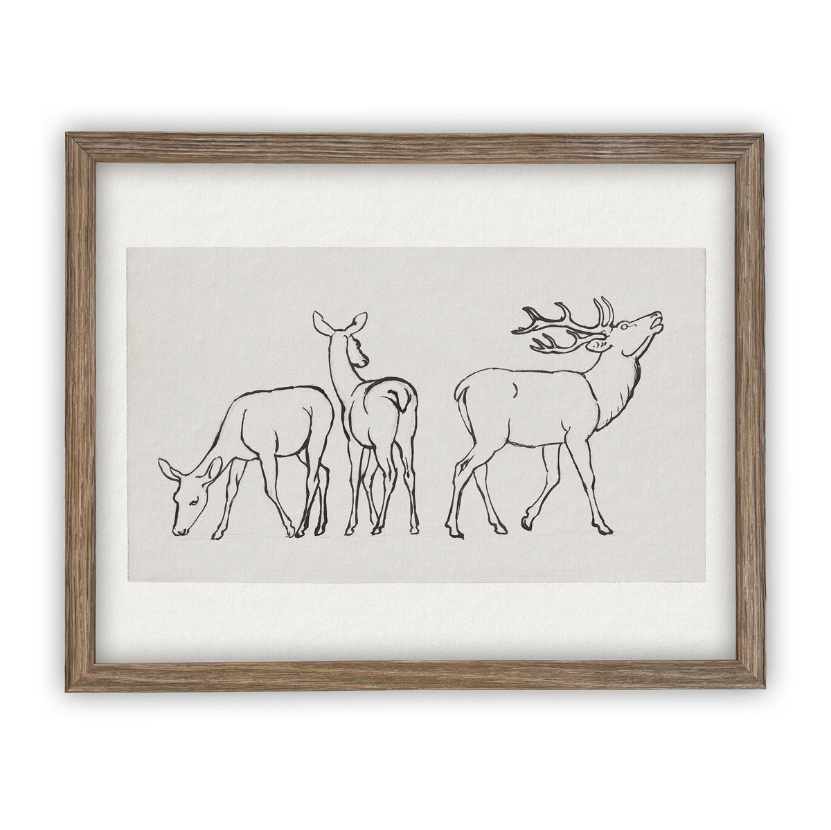 READY to SHIP 11x14 Vintage Framed Canvas Art // Framed Vintage Christmas Print // Reindeer Holiday Painting // Farmhouse print //#CH-310