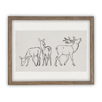 READY to SHIP 11x14 Vintage Framed Canvas Art // Framed Vintage Christmas Print // Reindeer Holiday Painting // Farmhouse print //#CH-310