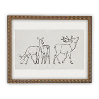 READY to SHIP 11x14 Vintage Framed Canvas Art // Framed Vintage Christmas Print // Reindeer Holiday Painting // Farmhouse print //#CH-310