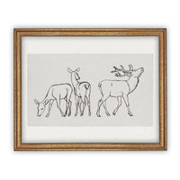 READY to SHIP 11x14 Vintage Framed Canvas Art // Framed Vintage Christmas Print // Reindeer Holiday Painting // Farmhouse print //#CH-310