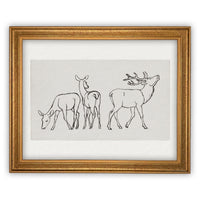 READY to SHIP 11x14 Vintage Framed Canvas Art // Framed Vintage Christmas Print // Reindeer Holiday Painting // Farmhouse print //#CH-310