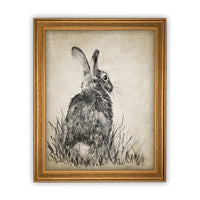 READY TO SHIP 11X14 Vintage Framed Canvas Art // Framed Easter Art // Vintage Rabbit Print // Girls Room or Nursery print //#A-148