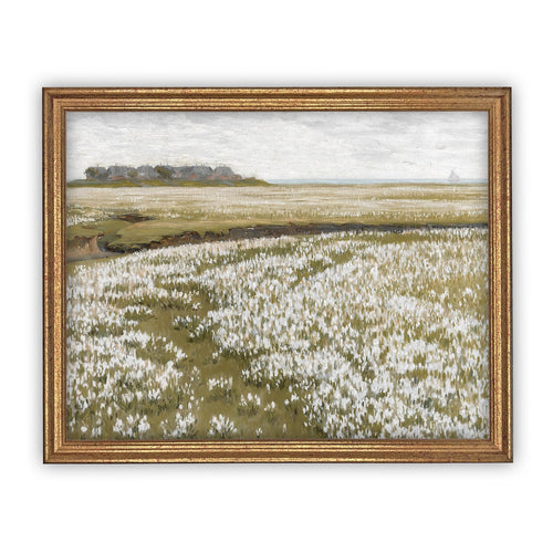 READY to SHIP 8x10 Vintage Framed Canvas Art // Vintage Painting // Vintage Landscape Meadow // Spring Farmhouse print //#LAN-171