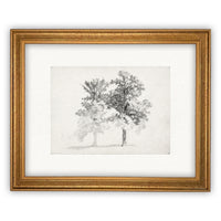READY TO SHIP 16x20 Framed Canvas Print: Black and White Tree Sketch