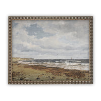 READY to SHIP 11x14 Framed Seascape Canvas Art Print: Coastal Beach Painting