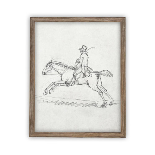 READY to SHIP 11X14 Vintage Framed Canvas Art // Framed Vintage Print // Vintage Equestrian Sketch Art// Farmhouse print //#A-134