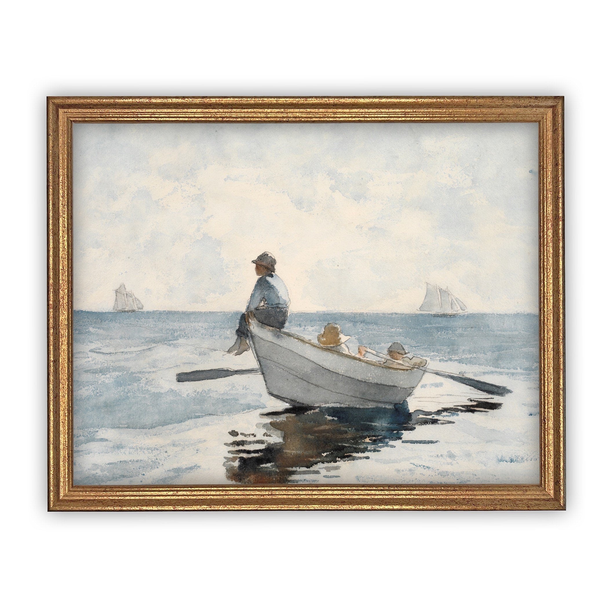 READY to SHIP 11x14 Boating Art: Framed Canvas Print, Beach House Decor