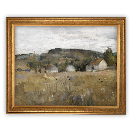 READY to SHIP 8x10 Vintage Framed Canvas Art // Framed Vintage Print // Vintage Painting // Country Landscape // Farmhouse print //#LAN-182