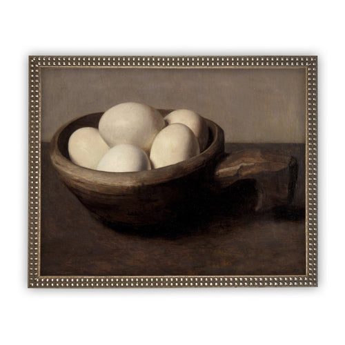 READY to SHIP 11x14 Vintage Framed Canvas Art // Vintage Egga Still Life Painting // Farmhouse Kitchen Print //#ST-613