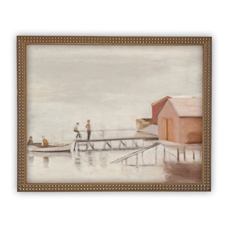 READY to SHIP 11x14 Vintage Framed Canvas Art // Framed Vintage Print // Vintage Painting // Boating Art // Lake House Print //#COAS-177