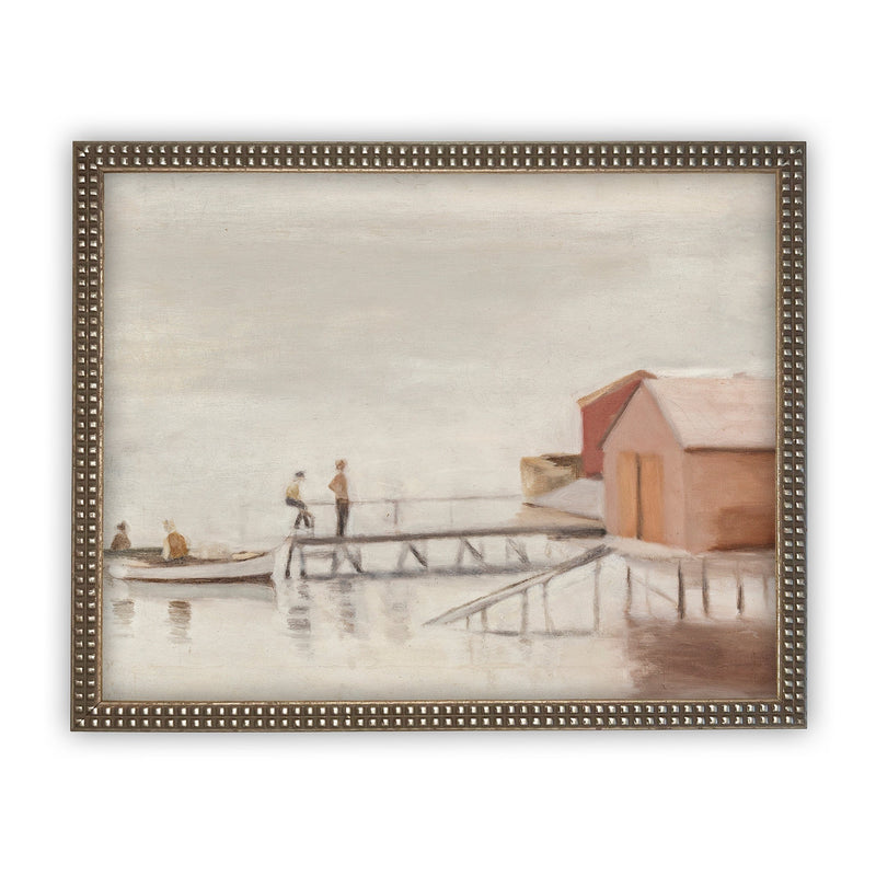 READY to SHIP 11x14 Vintage Framed Canvas Art // Framed Vintage Print // Vintage Painting // Boating Art // Lake House Print //#COAS-177