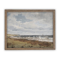 READY to SHIP 11x14 Framed Seascape Canvas Art Print: Coastal Beach Painting