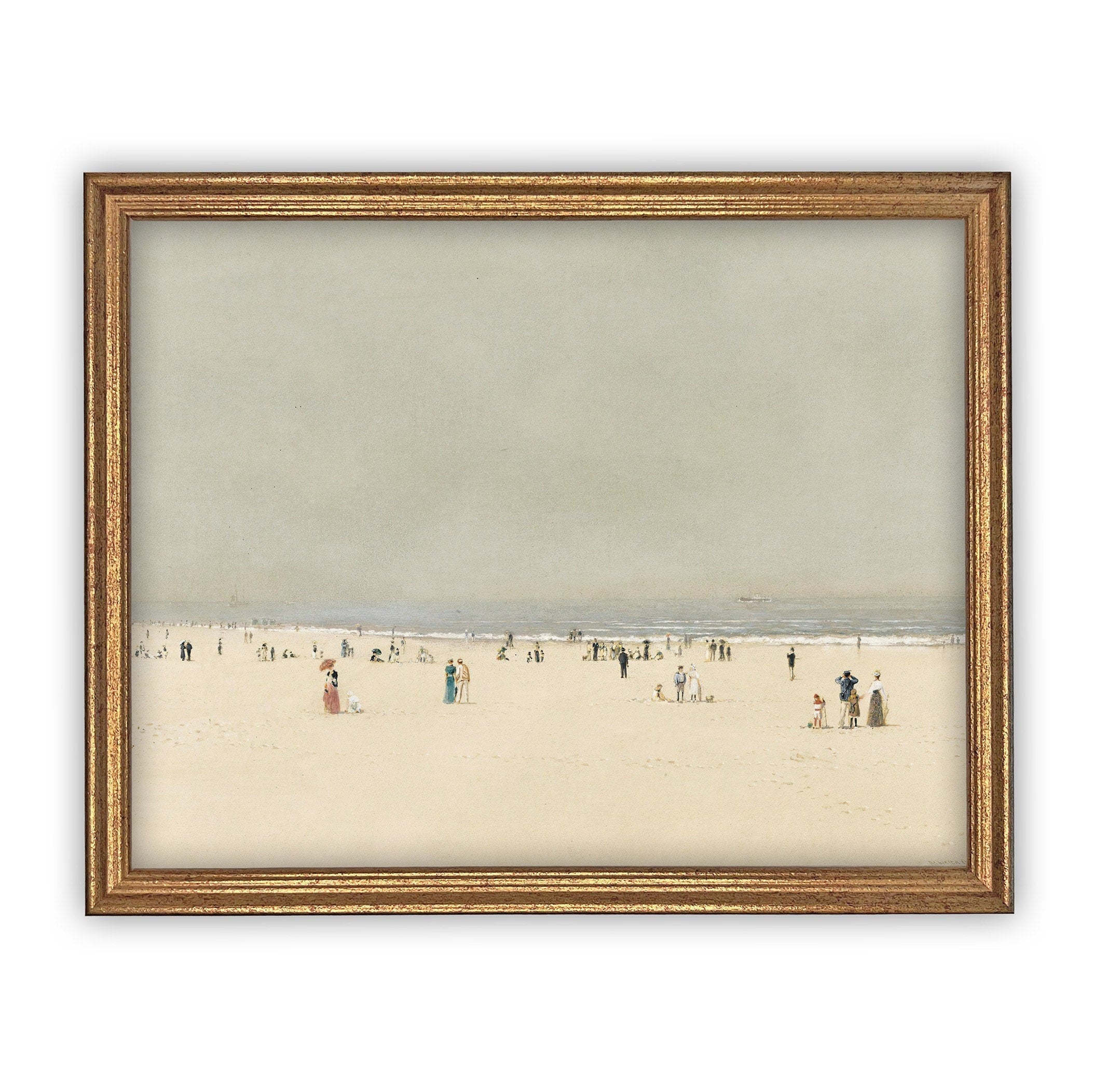 READY to SHIP 11X14 Vintage Framed Canvas Art // Vintage Framed Oil Painting // Coastal Beach Art // Beach House Print // #COAS-196