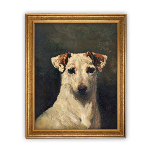 READY TO SHIP 11x14 Vintage Framed Canvas Art // Framed Vintage Print // Vintage Dog Oil Painting // Boys Room or Nursery Print //#A-157