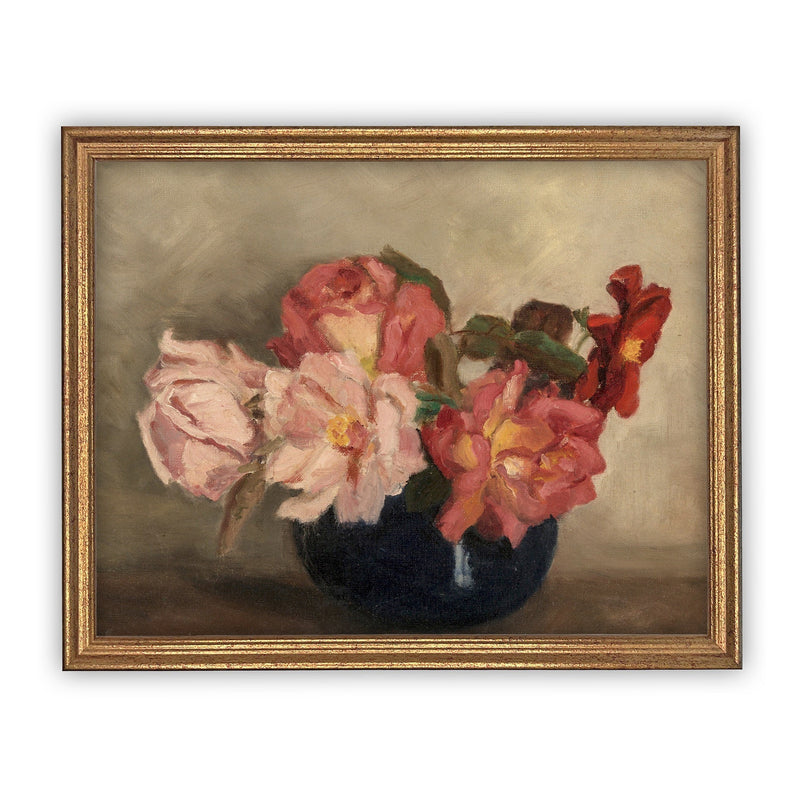 READY to SHIP 24x36 Floral Still Life Print: Framed Canvas Reproduction