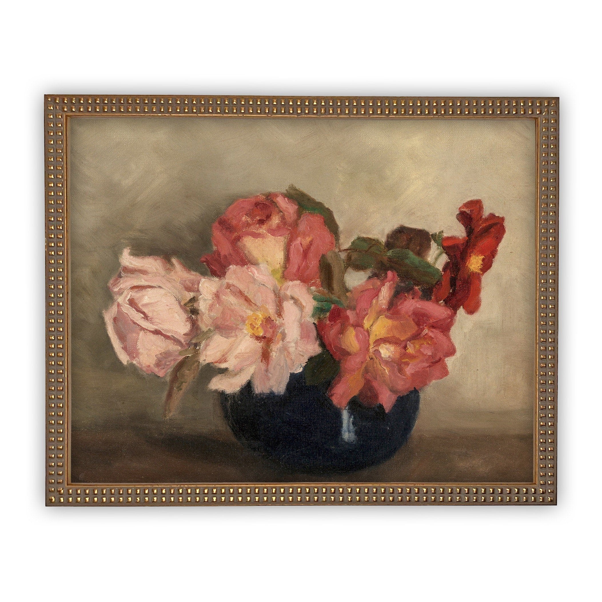 READY to SHIP 24x36 Floral Still Life Print: Framed Canvas Reproduction