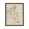 READY TO SHIP 18X24 Vintage Framed Canvas Sketch Art: Neutral Portrait Print