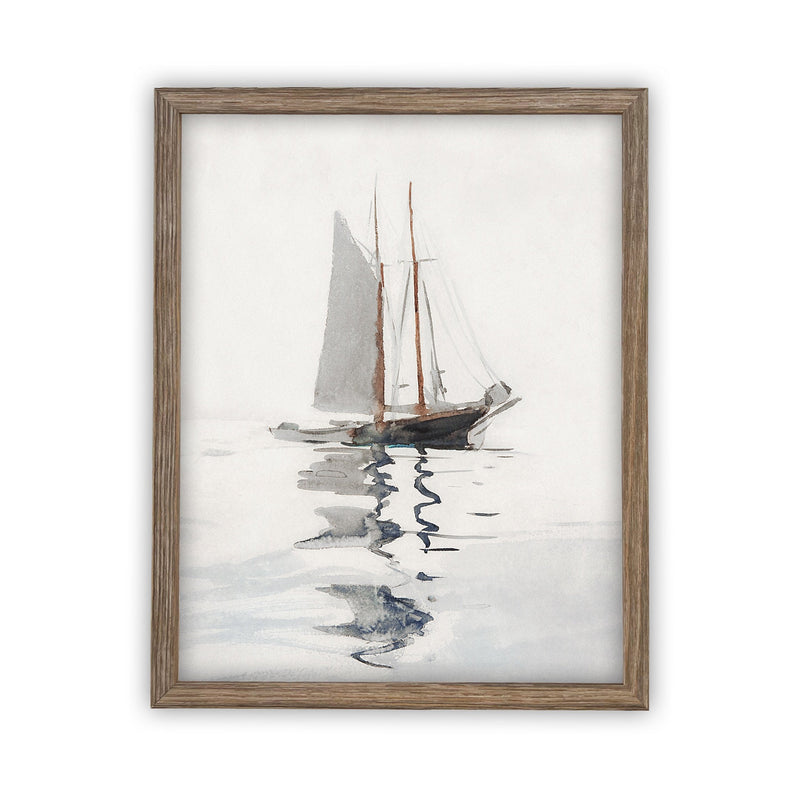 READY to SHIP 11x14 Vintage Framed Canvas Art // Vintage Sailboat Painting // Boating Art // Beach House Print //#COAS-202