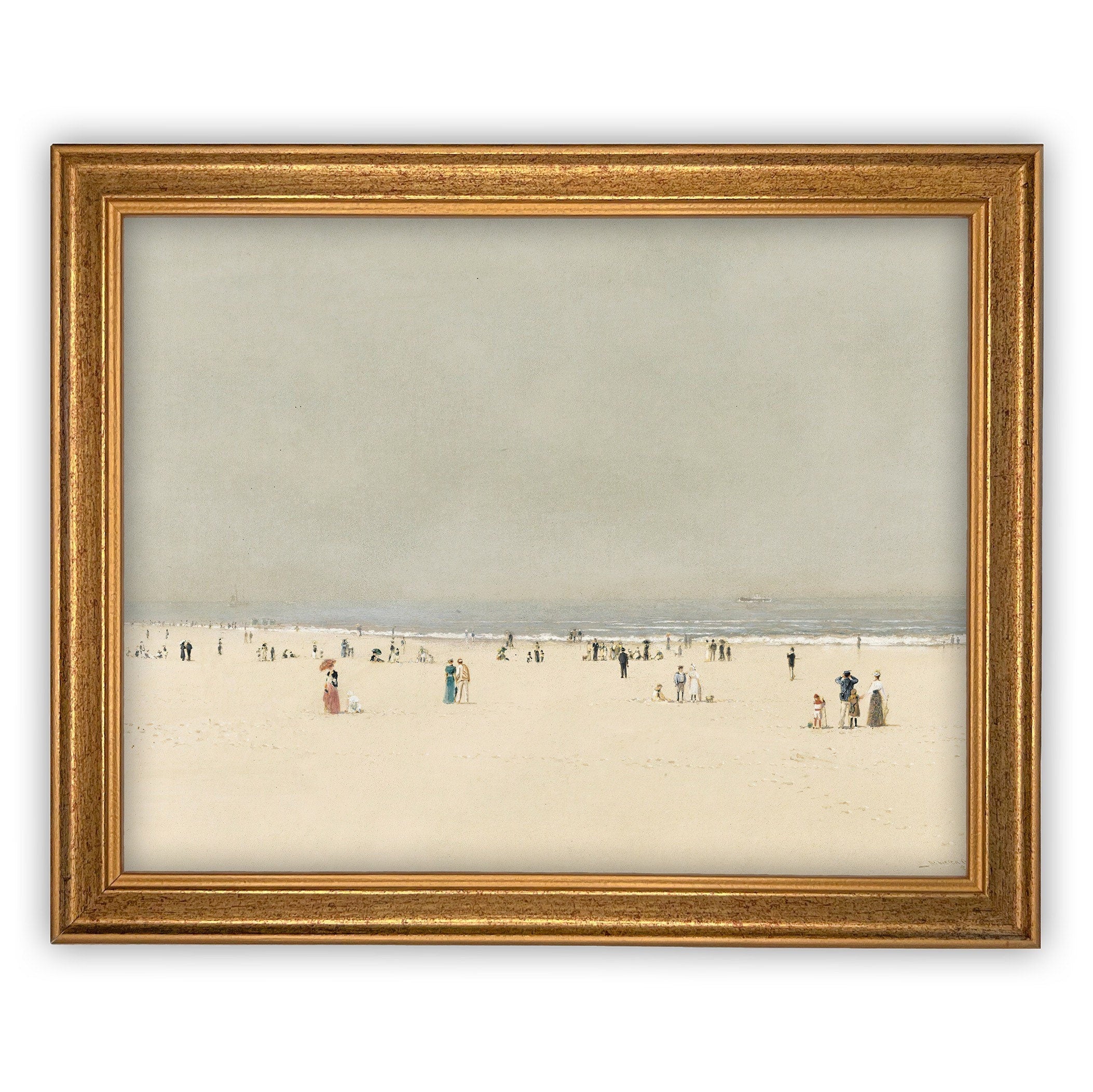 READY to SHIP 11X14 Vintage Framed Canvas Art // Vintage Framed Oil Painting // Coastal Beach Art // Beach House Print // #COAS-196