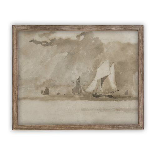 READY to SHIP 11x14 Vintage Framed Canvas Art // Framed Vintage Print // Coastal Sailboat Seascape // Farmhouse print //#COAS-198