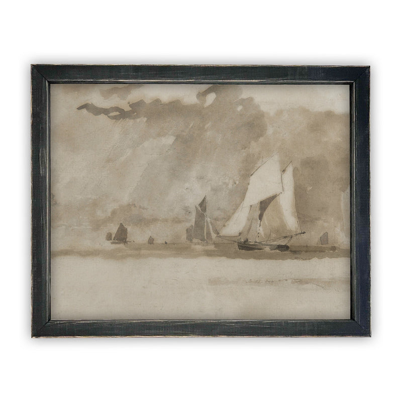 READY to SHIP 11x14 Vintage Framed Canvas Art // Framed Vintage Print // Coastal Sailboat Seascape // Farmhouse print //#COAS-198