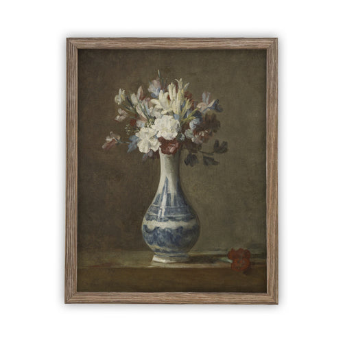 READY to SHIP 11x14 Vintage Framed Canvas Art // Vintage Oil Painting // Floral Still Life Print // Botanical Print //#BOT-133