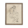 READY TO SHIP 18X24 Vintage Framed Canvas Sketch Art: Neutral Portrait Print