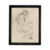 READY TO SHIP 18X24 Vintage Framed Canvas Sketch Art: Neutral Portrait Print