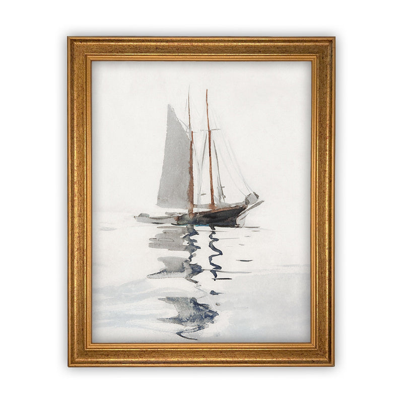 READY to SHIP 11x14 Vintage Framed Canvas Art // Vintage Sailboat Painting // Boating Art // Beach House Print //#COAS-202