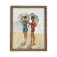 READY to SHIP 11x14 Framed Beach Print: Women with Parasols, Coastal Art