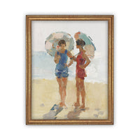 READY to SHIP 11x14 Framed Beach Print: Women with Parasols, Coastal Art