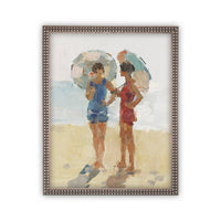 READY to SHIP 11x14 Framed Beach Print: Women with Parasols, Coastal Art