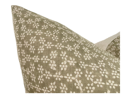 Designer "Arcadia" Floral Pillow Cover // Olive and Tan Pillow Cover