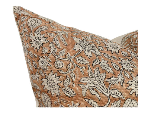 Designer "Gardena" Floral Pillow Cover // Blush and Natural Pillow Cover