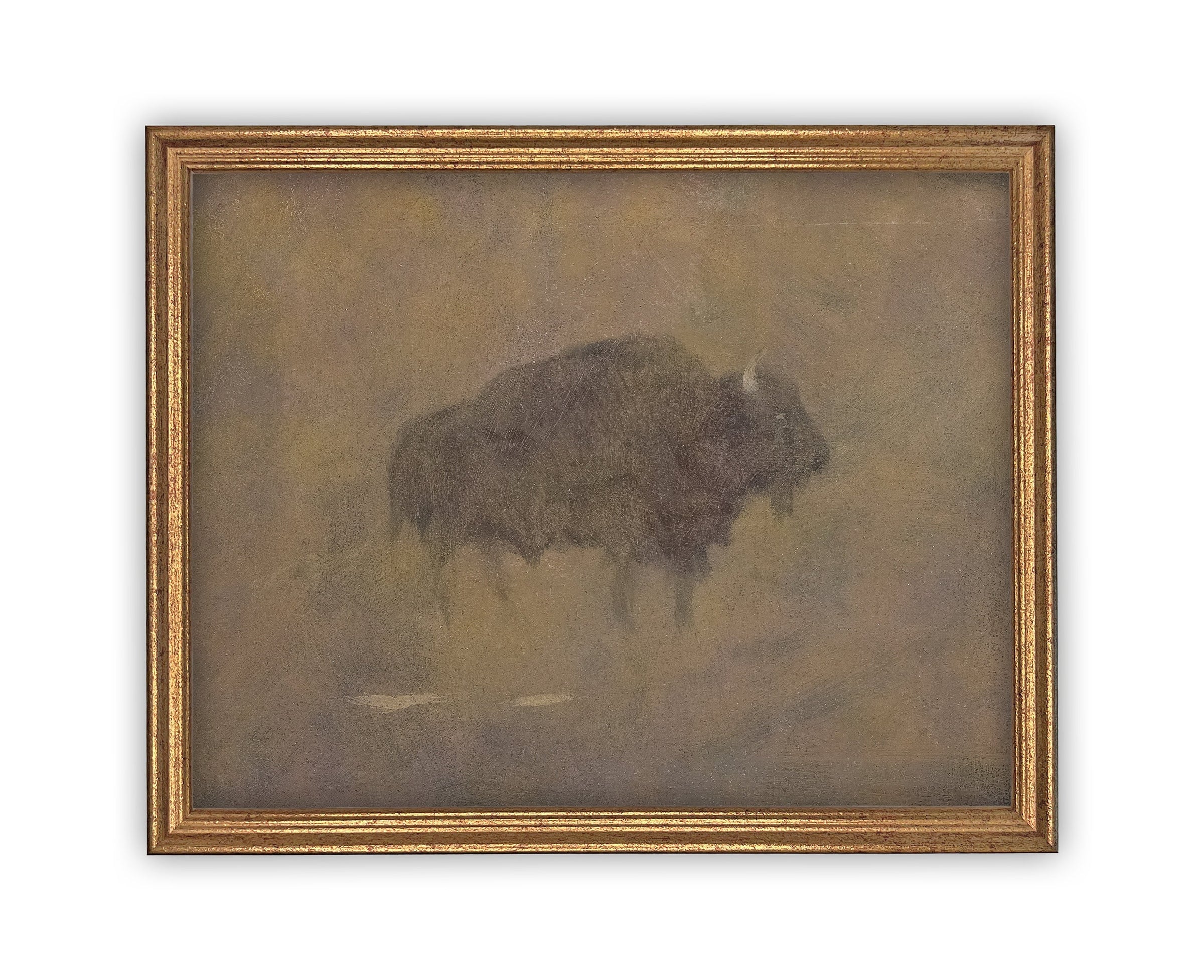 READY to SHIP 30X40 Vintage Framed Canvas Art // Framed Vintage Print // Vintage Painting // Vintage Bison Art// Farmhouse print //#A-138