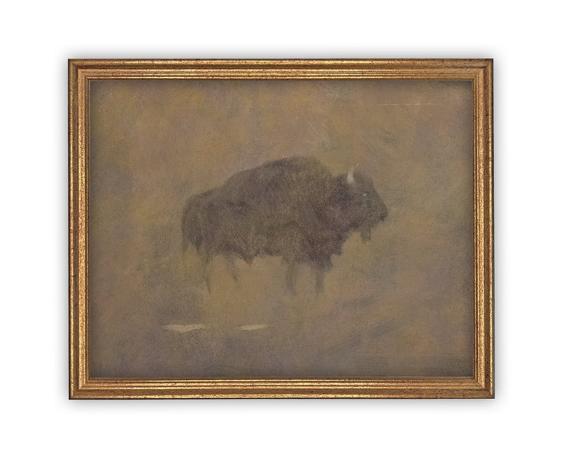 READY to SHIP 30X40 Vintage Framed Canvas Art // Framed Vintage Print // Vintage Painting // Vintage Bison Art// Farmhouse print //#A-138