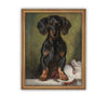 READY to SHIP 11X14 Vintage Framed Canvas Art // Vintage Dachshund Painting // Vintage Dog Art // Boys Room or Nursery Print //#A-161