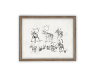 READY to SHIP 11X14 Framed Canvas Art // Framed Vintage Christmas Print // Christmas Reindeer Painting // Farmhouse print //#CH-321