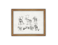 READY to SHIP 11X14 Framed Canvas Art // Framed Vintage Christmas Print // Christmas Reindeer Painting // Farmhouse print //#CH-321